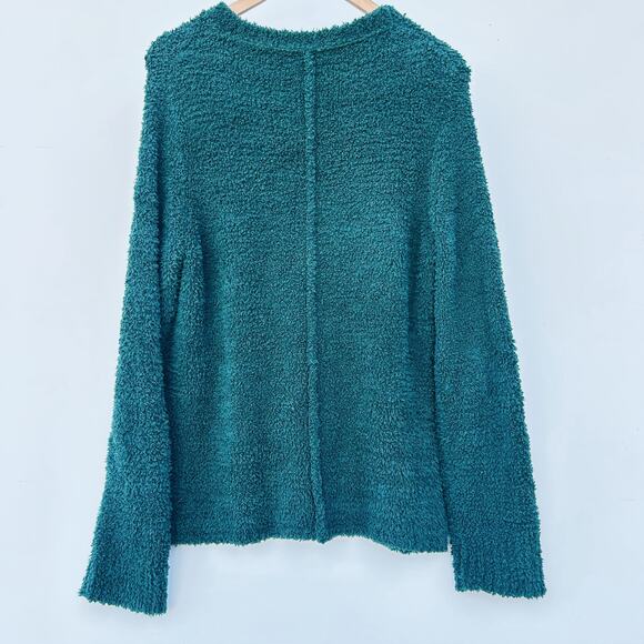 Michael Stars Freja Teddy Fit Fuzzy Pullover Sweater Dark Green Large Cozy - Picture 3 of 9
